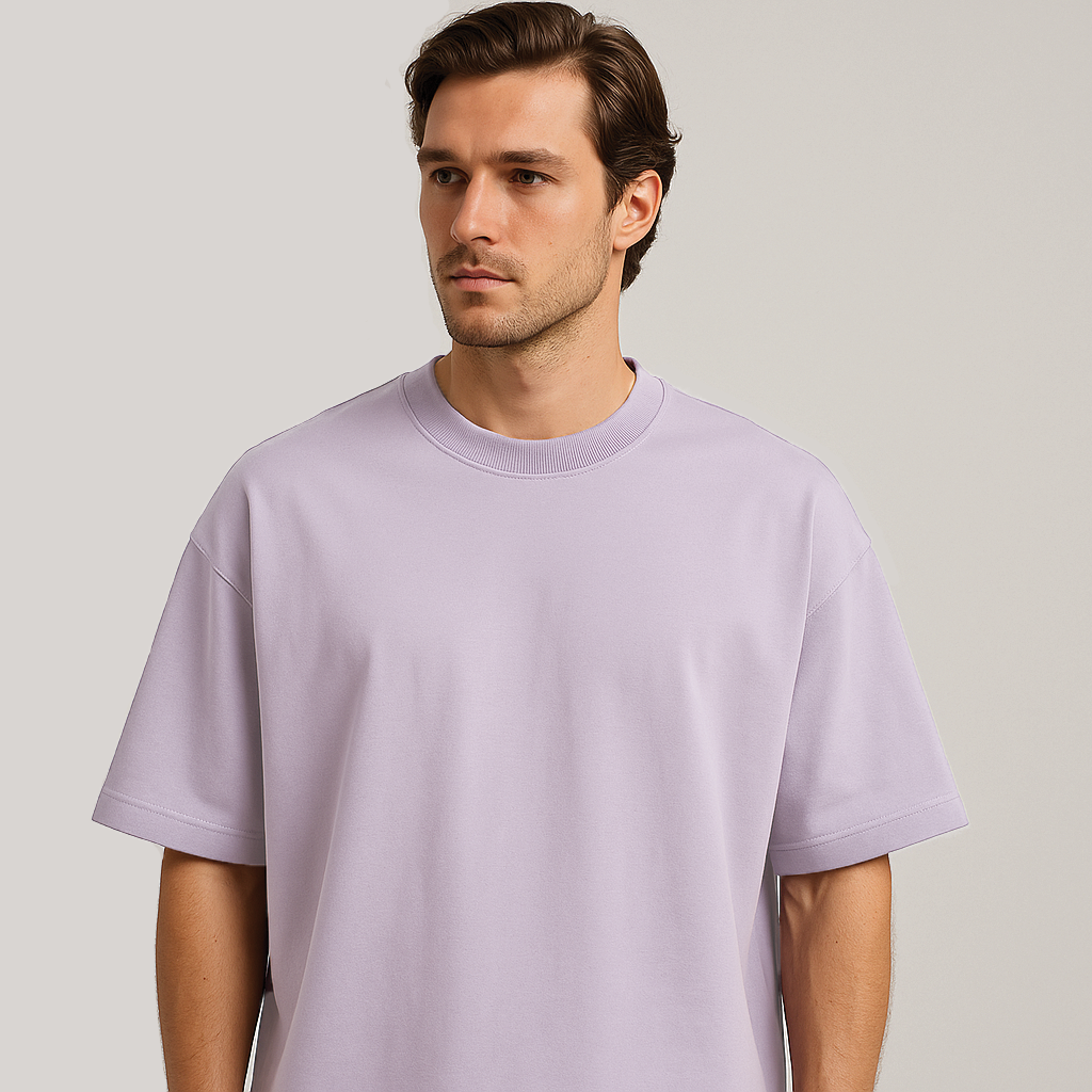 LAVENDER, OVERSIZED DROP SHOULDERS T-SHIRT, 210 GSM, 100% PREMIUM COTTON
