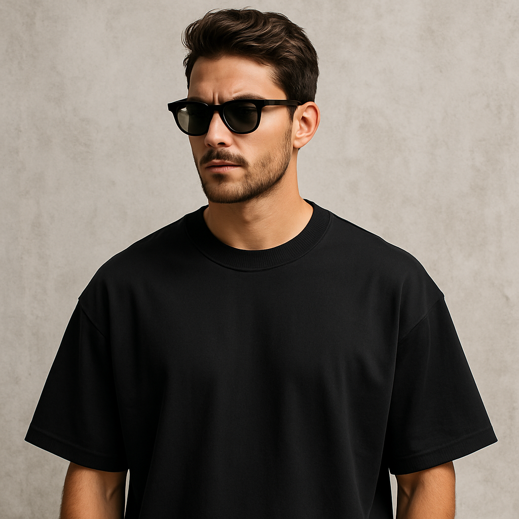 DRIP BLACK, OVERSIZED DROP SHOULDERS T-SHIRT, 210 GSM, 100% PREMIUM COTTON