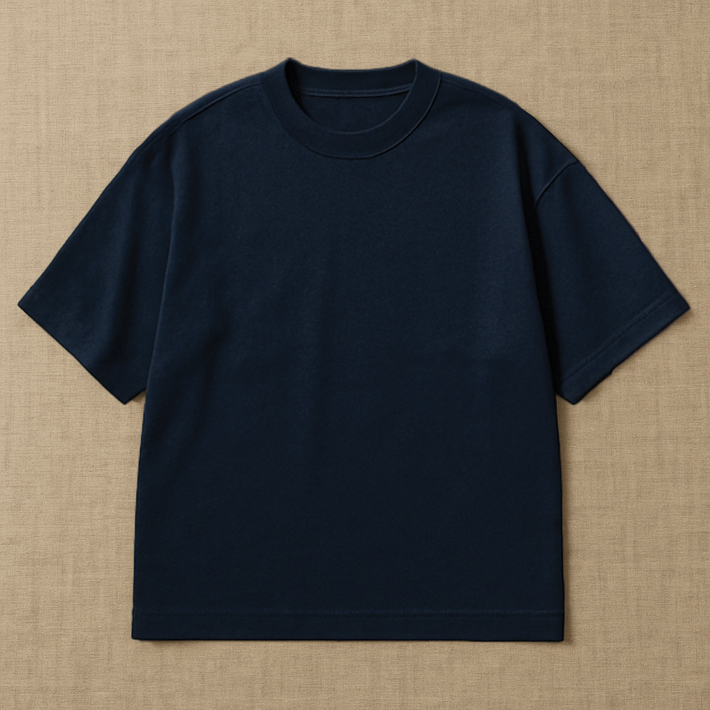 NAVY, OVERSIZED DROP SHOULDERS T-SHIRT, 210 GSM, 100% PREMIUM COTTON