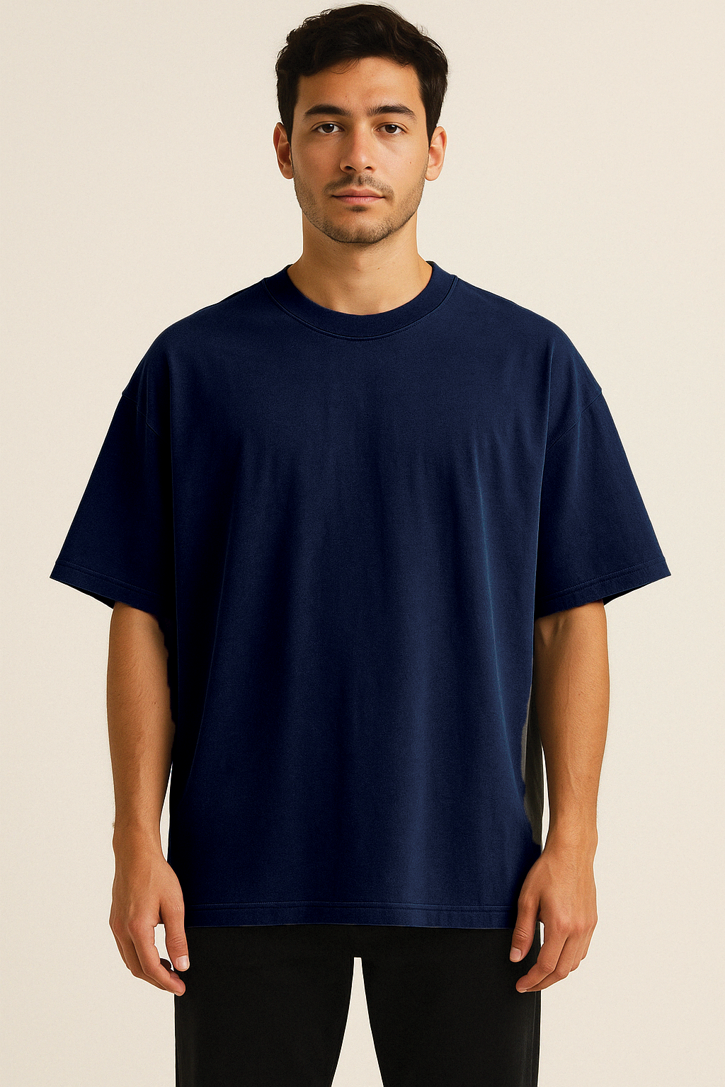 NAVY, OVERSIZED DROP SHOULDERS T-SHIRT, 210 GSM, 100% PREMIUM COTTON