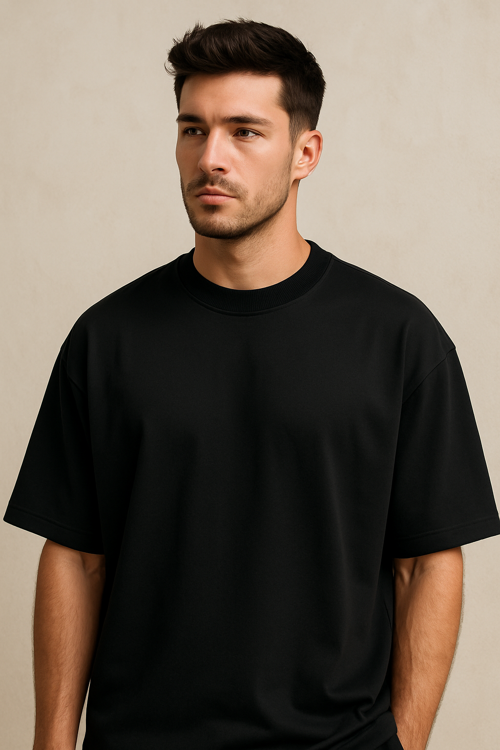 DRIP BLACK, OVERSIZED DROP SHOULDERS T-SHIRT, 210 GSM, 100% PREMIUM COTTON
