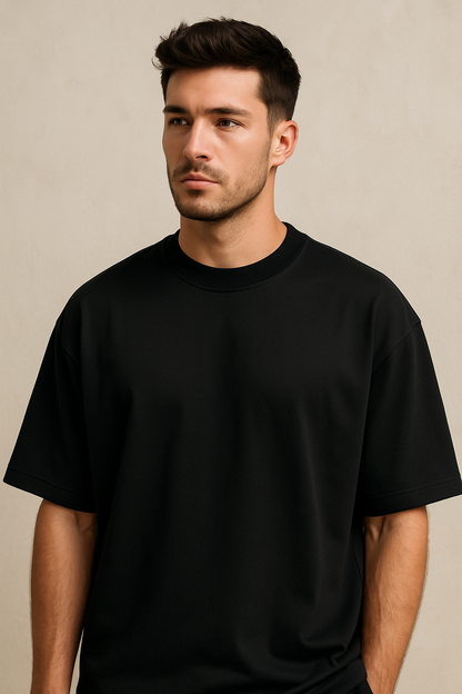 DRIP BLACK, OVERSIZED DROP SHOULDERS T-SHIRT, 210 GSM, 100% PREMIUM COTTON