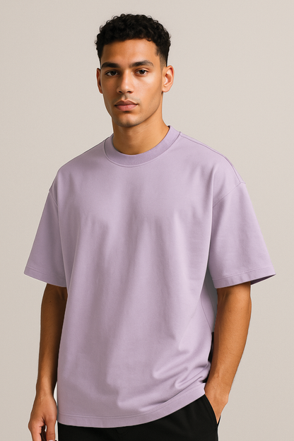 LAVENDER, OVERSIZED DROP SHOULDERS T-SHIRT, 210 GSM, 100% PREMIUM COTTON