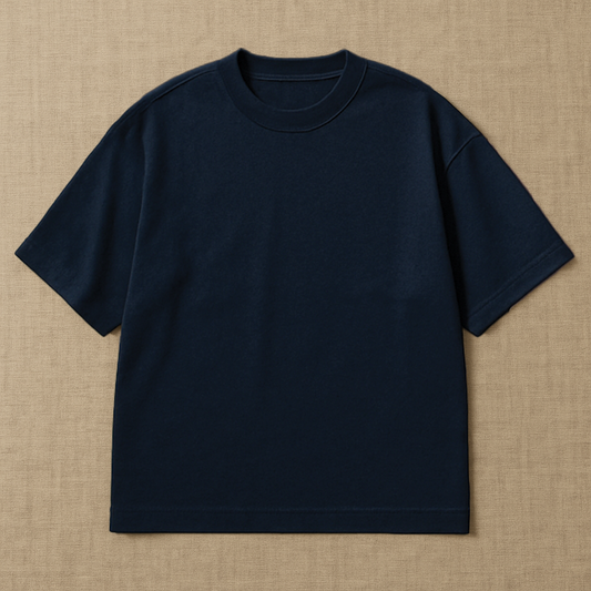 NAVY, OVERSIZED DROP SHOULDERS T-SHIRT, 210 GSM, 100% PREMIUM COTTON