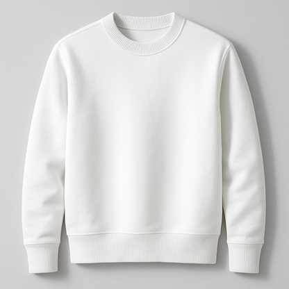 White, regular fit sweatshirt, 320 GSM.