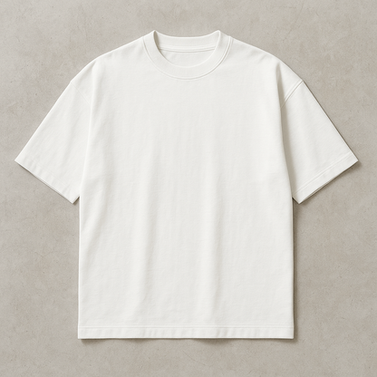 WHITE, OVERSIZED DROP SHOULDERS T-SHIRT, 210 GSM, 100% PREMIUM COTTON