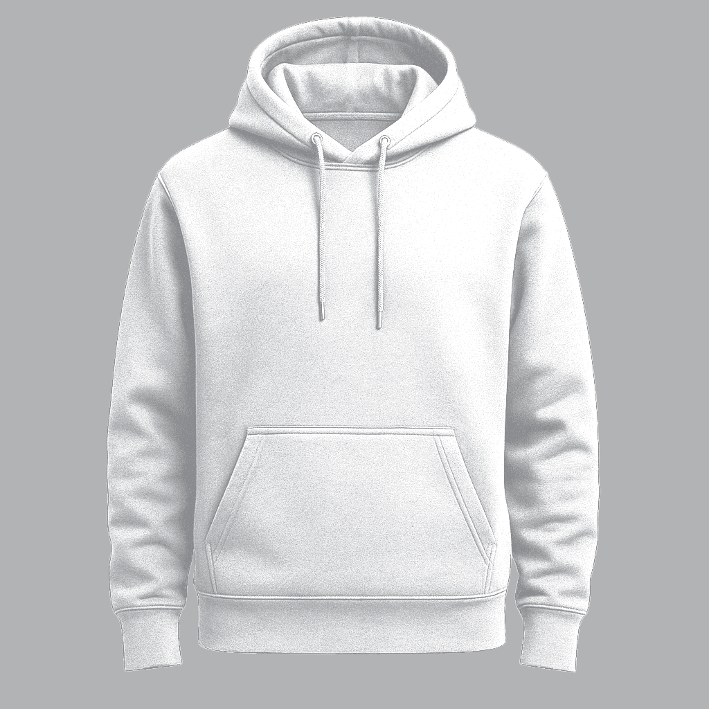 White, Regular fit hoodie, 320 GSM.
