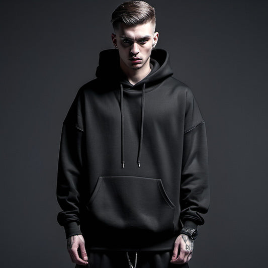 DRIP BLACK, OVERSIZED DROP SHOULDERS HOODIE, 430 GSM